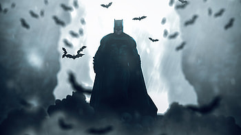 Batman, bat-cave, bats, silhouette HD wallpaper