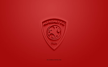Al Faisaly FC, creative 3D logo, red background, SPL, Saudi Arabian football Club, Saudi Professional League, Harmah City, Saudi Arabia, 3d art, football, Al Faisaly FC 3d logo HD wallpaper