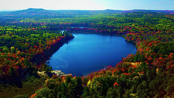 Three Lakes, Marquette, Michigan, fall, autumn, landscape, trees, colors, sky, forest, usa HD wallpaper