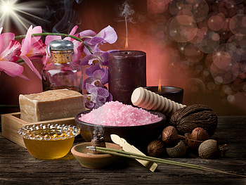 Spa background, Candle, Flowers, Soap, Oil HD wallpaper