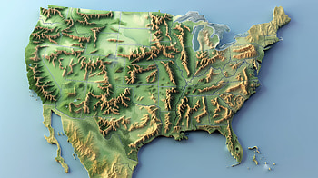 3D Topographic Map of USA, map, map of the usa, United States, geography HD wallpaper