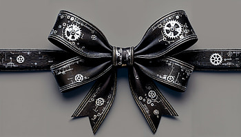 Elegant Gear Pattern Bow - Ultra, bow, ribbon, gears, black, decorative HD wallpaper