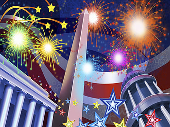 U.S.A., blue, white, red, firework, flag HD wallpaper