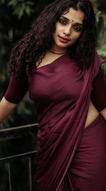 Ann Augustine, mallu actress, saree beauty HD phone wallpaper