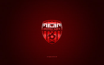 Derry City FC, Irish football club, red logo, red carbon fiber background, League of Ireland Premier Division, football, Derry, Ireland, Derry City FC logo HD wallpaper
