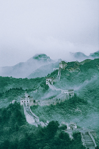 Mountains, View From Above, Miscellanea, Miscellaneous, Fog, Wall, Construction HD phone wallpaper