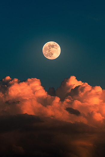 Nature, Sky, Clouds, Moon, Full Moon HD phone wallpaper