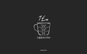 I love Cappuccino Coffee, , gray background, Cappuccino Coffee recipe, chalk art, Cappuccino Coffee, coffee menu, coffee recipes, Cappuccino Coffee ingredients, Cappuccino HD wallpaper