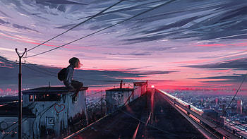 Roofline Girl, anime-girl, anime, artist, artwork, digital-art, artstation HD wallpaper