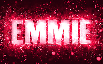 Happy Birtay Emmie, , pink neon lights, Emmie name, creative, Emmie Happy Birtay, Emmie Birtay, popular american female names, with Emmie name, Emmie HD wallpaper