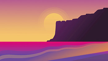 Stunning Sunset Over Coastal Cliff, artist, artwork, art, digital-art, sunset, mountains, cliff HD wallpaper