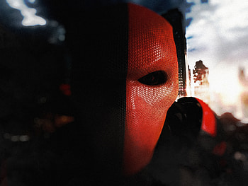 Super villain, Deathstroke, mask, dark, art HD wallpaper