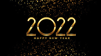 2022 Happy New Year Golden Glitter Black Background 2022 HD wallpaper