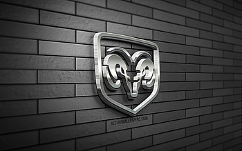 Dodge 3D logo, , gray brickwall, creative, cars brands, Dodge logo, Dodge metal logo, 3D art, Dodge HD wallpaper