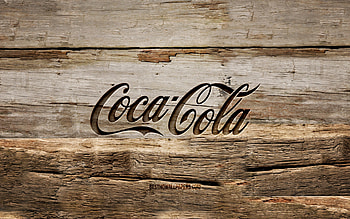Coca-Cola wooden logo, , wooden backgrounds, brands, Coca-Cola logo, creative, wood carving, Coca-Cola HD wallpaper
