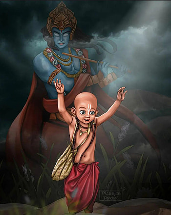 Krishna, art, cartoon HD phone wallpaper