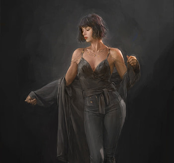 Girl, black, art, kim ssang, fantasy HD wallpaper