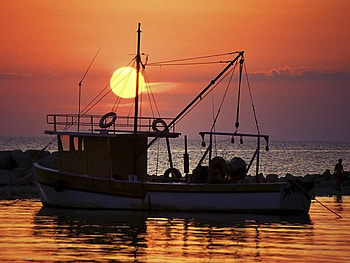 Landscape, Sunset, Ships HD wallpaper
