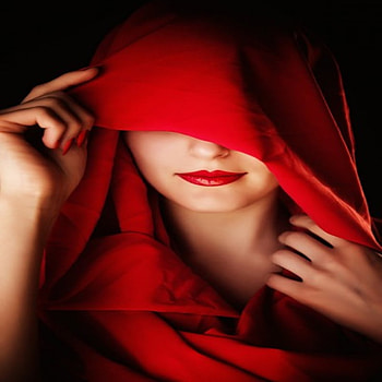 Sexy Red, sexy, fantasy, red, face, cloak, lips, girl HD wallpaper
