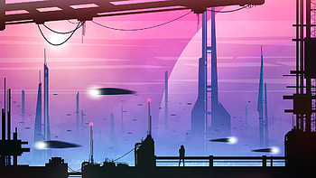 Digital art, futuristic city HD wallpaper