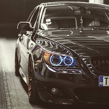 BMW E60, black car, car, angel eyes HD phone wallpaper