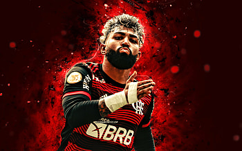 Gabriel Barbosa, goal, red neon lights, Flamengo FC, Gabigol, Gabriel Barbosa Almeida, brazilian footballers, Serie A, Gabriel Barbosa , football, Gabriel Barbosa Flamengo HD wallpaper