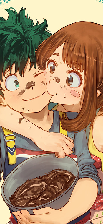 Deku & Uraraka: Chocolate Kisses — My Hero Academia, Ochaco Uraraka, Izuku Midoriya, Anime, My Hero Academia HD phone wallpaper