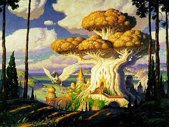 Fantasy 10jpg, trees, peagus, sky, fantasy HD wallpaper