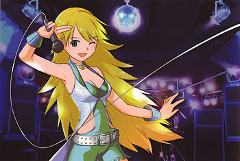 Brilliant-Idol ★, sexy, superstar, stage, hot, cute, concert, girl, singer, long hair, anime girl, mico, anime, wink, yellow hair, idol, female HD wallpaper