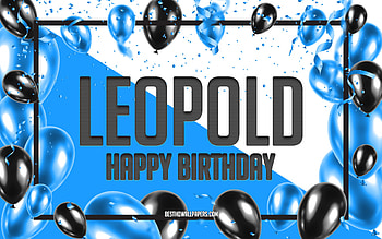 Happy Birtay Leopold, Birtay Balloons Background, Leopold, with names, Leopold Happy Birtay, Blue Balloons Birtay Background, Leopold Birtay HD wallpaper