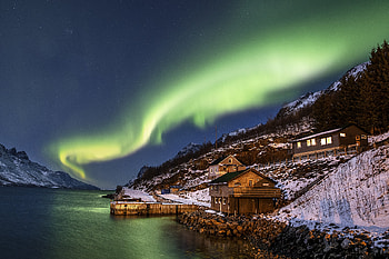 Nature, Building, Coast, Slope, Northern Lights, Aurora Borealis HD wallpaper