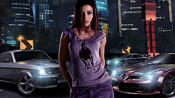 Girl model, race, cars HD wallpaper