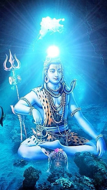 Lord Shiva , Blue Background HD phone wallpaper