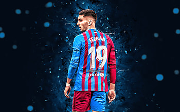 Ferran Torres, , 2022, FC Barcelona, blue neon lights, spanish footballers, LaLiga, Barca, Barcelona FC, football, Ferran Torres , soccer, Ferran Torres Barcelona, La Liga, FCB HD wallpaper