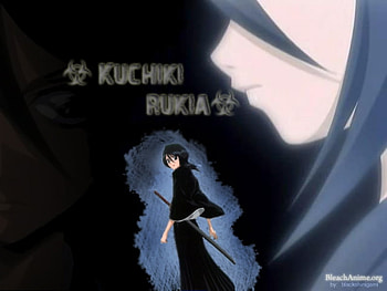 Rukia, blue, girl, black, anime HD wallpaper