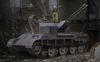 Flakpanzer V, German self-propelled anti-aircraft gun, World War II, military equipment drawings, Flakpanzer 341, Germany HD wallpaper