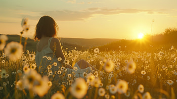 Summer Aesthetic Woman -, woman, summer aesthetic, field, flower HD wallpaper