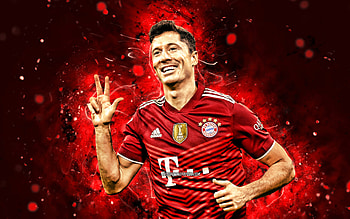 Robert Lewandowski, , 2021, Bayern Munich FC, red neom lights, polish footballers, soccer, Lewandowski, Bundesliga, Robert Lewandowski , Robert Lewandowski Bayern Munich HD wallpaper