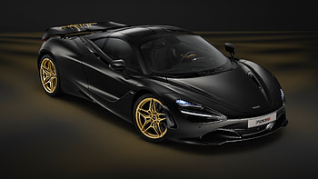 McLaren MSO 720S Coupe, blue, spoiler, black, , aerodynamic, gold, McLaren, 5120x2880, shiny, dark, lights, diagonal, striking, sporty HD wallpaper