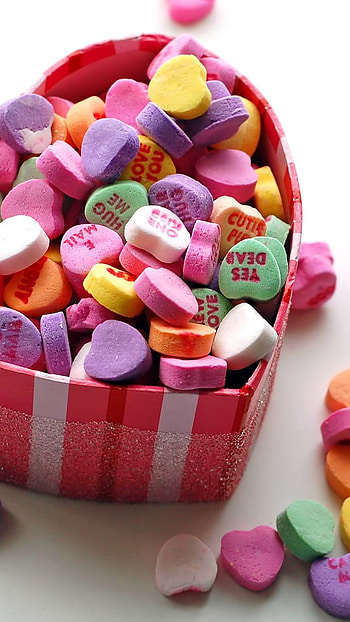 Conversation Hearts, Valentine's Day, food, candy HD phone wallpaper