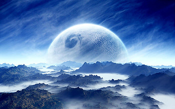 mountain close, blue, landscape, peaceful, beautiful, beauty, mountain, earth, fog, planet, moon, pretty, clouds, space, nature, universum HD wallpaper