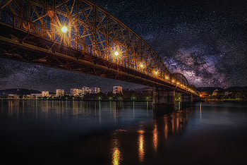 Cities, Night, Starry Sky, Bridge, Railway, r HD wallpaper