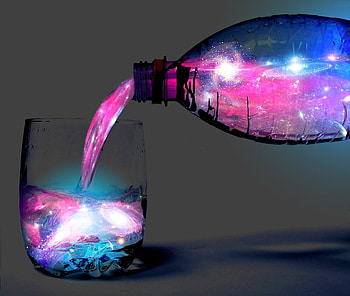 Magic Drink, abstract, color, 3d, bottle, glas HD wallpaper