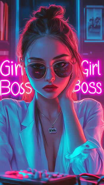 Empower Your Day with Girl Boss , girl boss, woman, sunglasses, neon, portrait HD phone wallpaper