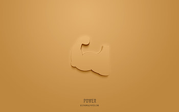 Power 3d icon, yellow background, 3d symbols, Power, sport icons, 3d icons, Power sign, sport 3d icons HD wallpaper