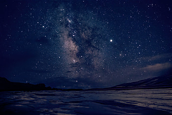 Sea, Stars, Night, Dark, Starry Sky, Nebula HD wallpaper