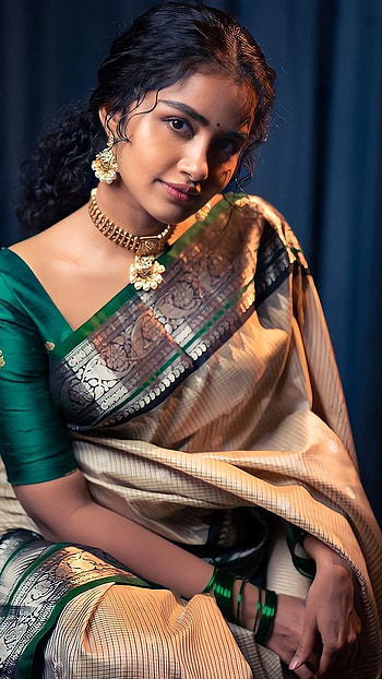 Anupama parmeshwaran, multilingual actress, saree beauty HD phone wallpaper