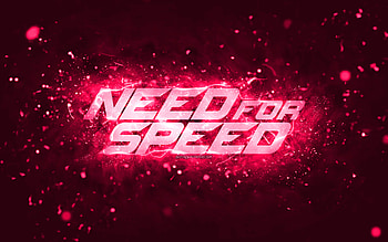 Need for Speed pink logo, , NFS, pink neon lights, creative, pink abstract background, Need for Speed logo, NFS logo, Need for Speed HD wallpaper