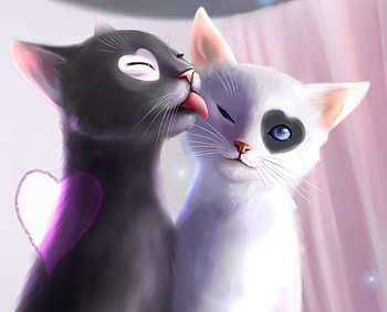 Cats, Art, Tenderness, Kittens HD wallpaper