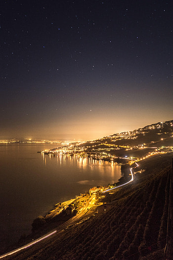 Night, City, Lights, Dark, Coast HD phone wallpaper